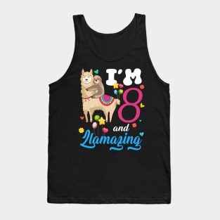 I'm 8 Years Old and Llamazing funny 8th birthday sloth llama Tank Top